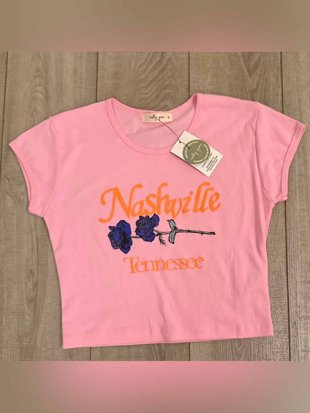Molly Green Nashville Tennessee Pink Graphic Baby Tee NWT Size Small